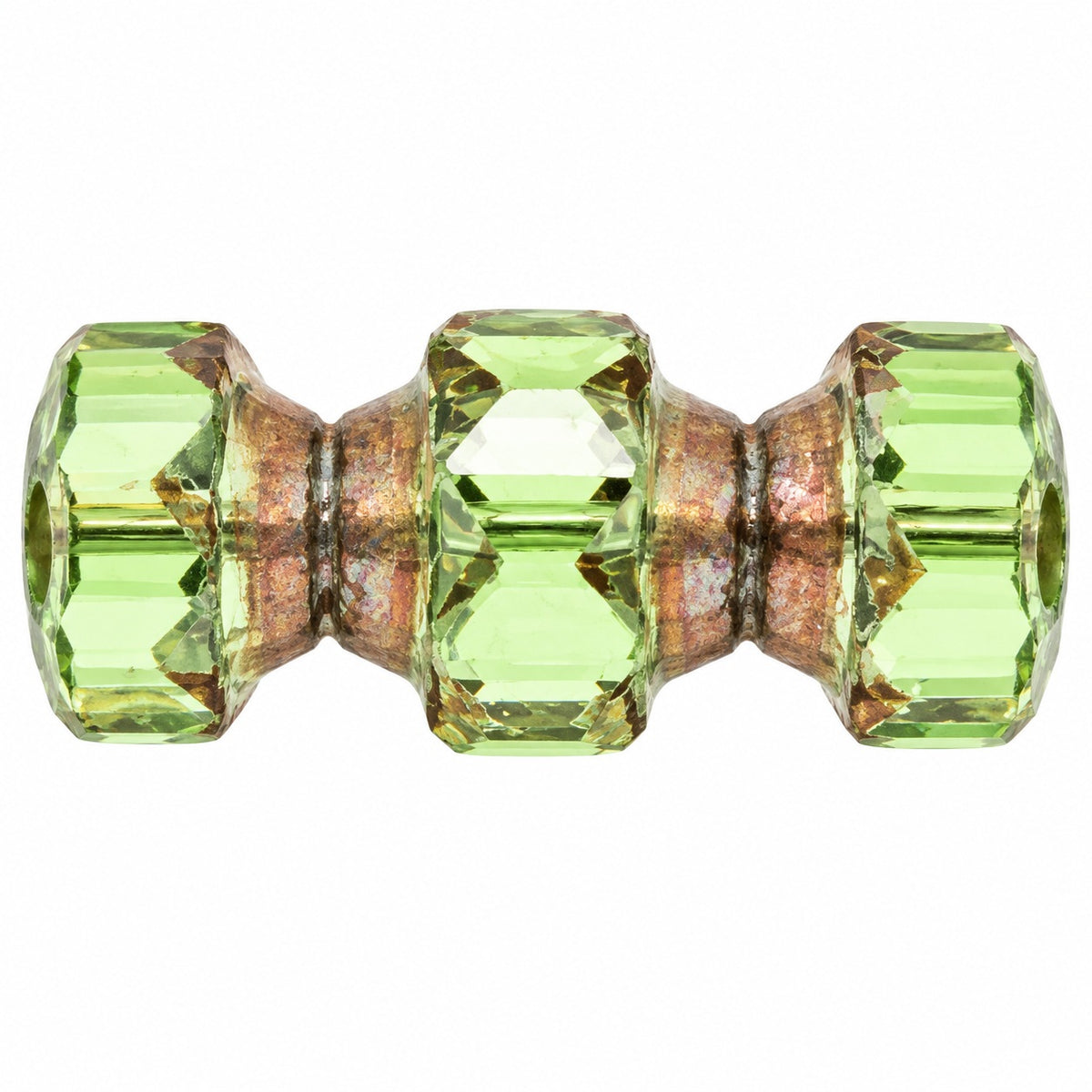 Faceted Special Cut Beads, Transparent Green Bronze (50510-14415), Glass, Czech Republic