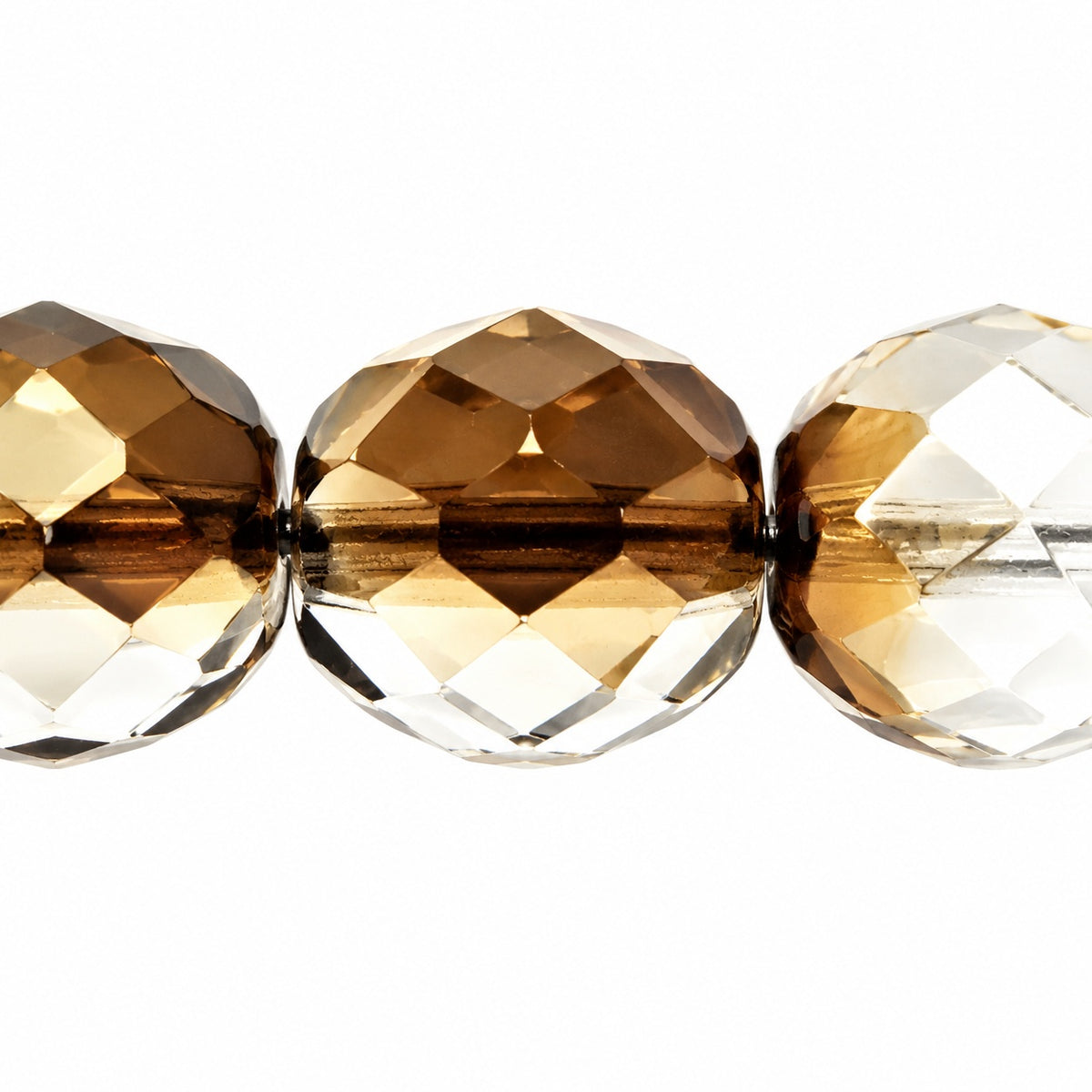 Faceted Round Fire Polished Beads, Crystal Crystal Bronze Capri (00030-22601), Glass, Czech Republic
