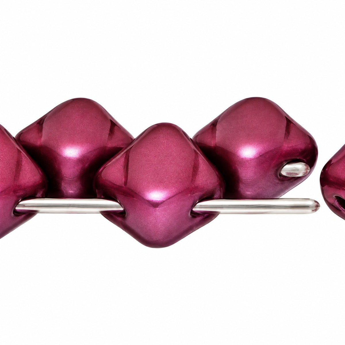 Silky 2-Hole Square Beads, White Burgundy (02010-25031), Glass, Czech Republic