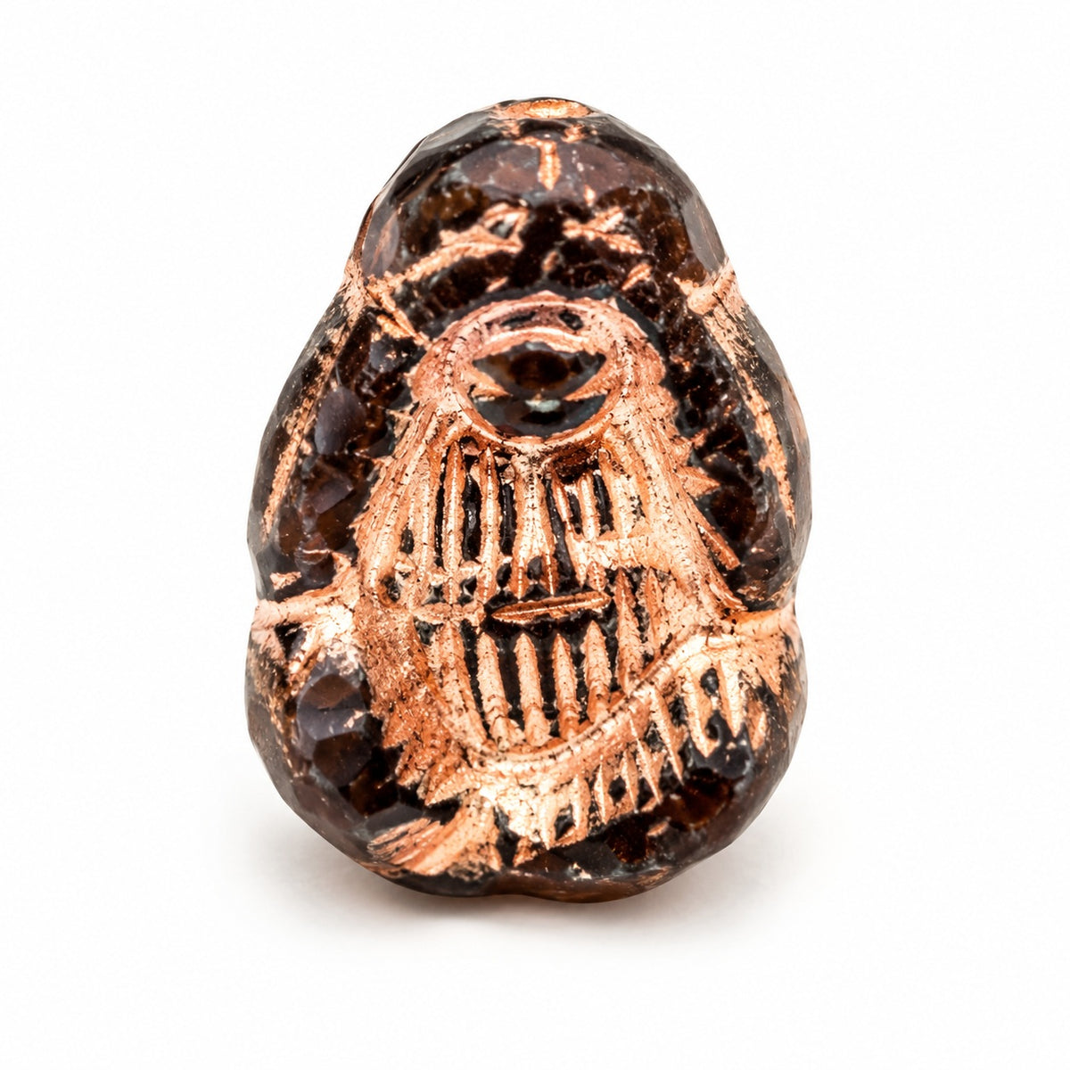 See No Evil Monkey Beads, Black Copper Lined (23980-54307), Glass, Czech Republic