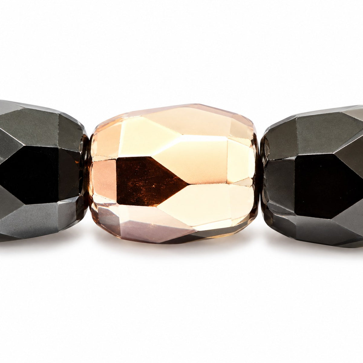 Faceted Fire Polished Beads Special Cut, Black Rose Gold Capri (23980-27101), Glass, Czech Republic