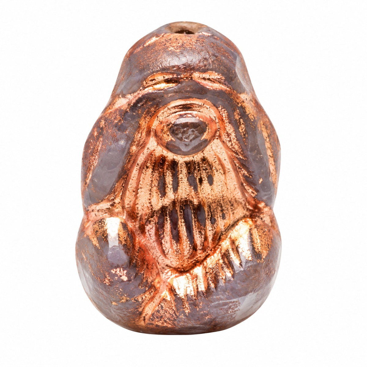 See No Evil Monkey Beads, Silk Lavender Copper Lined (24010-54318), Glass, Czech Republic