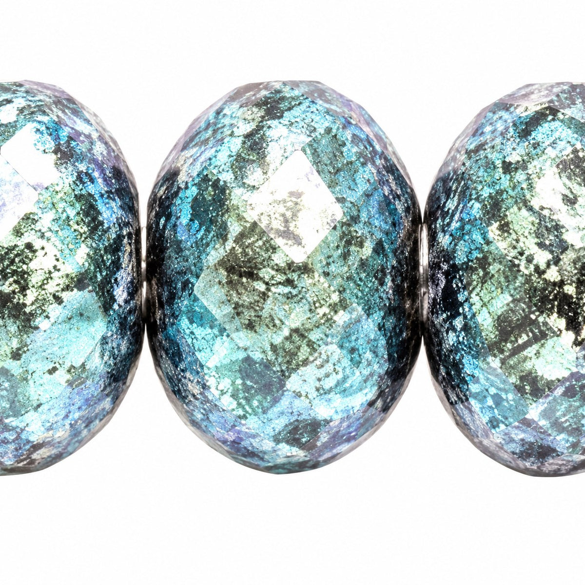 Special Cut Faceted Fire Polished Beads, Black 84510 Green Purple Shade (23980-84510-79303), Glass, Czech Republic