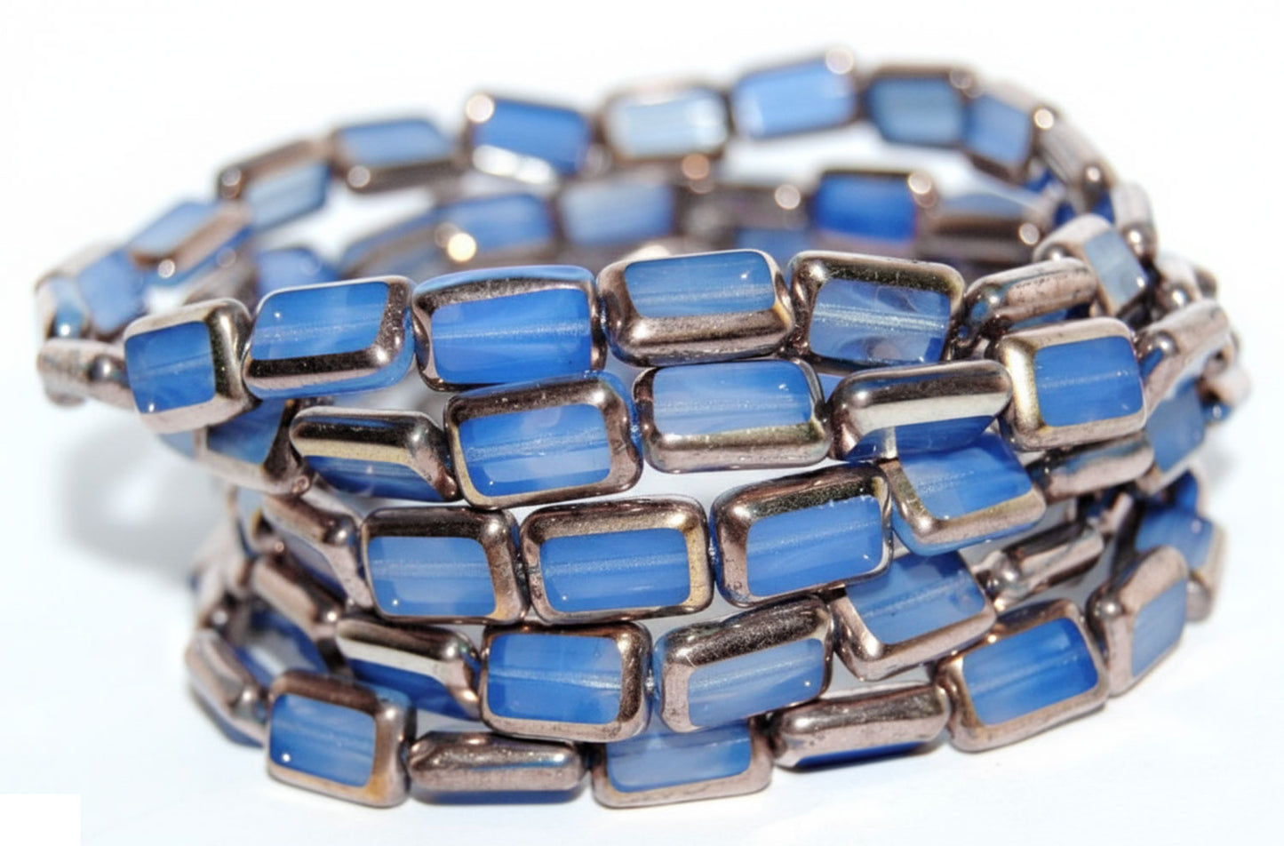 OUTLET 10 grams Table Cut Rectangle Beads, 12 x 8 mm, Opal Blue Bronze (31000-14415), Glass, Czech Republic