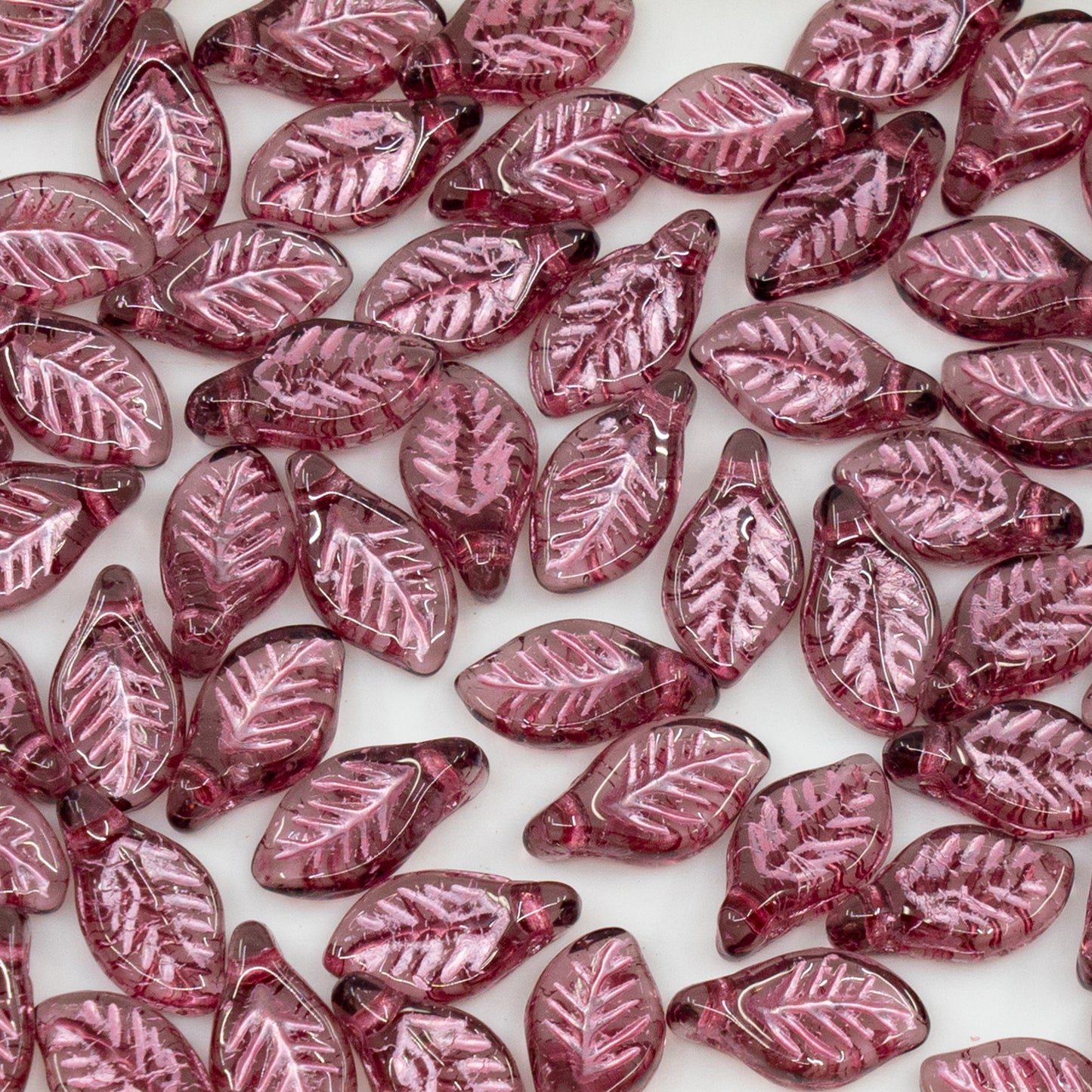 OUTLET 250g/50g Bay Leaf Beads, 6 x 12 mm, Amethyst Pink Lined (20060-54321), Glass, Czech Republic
