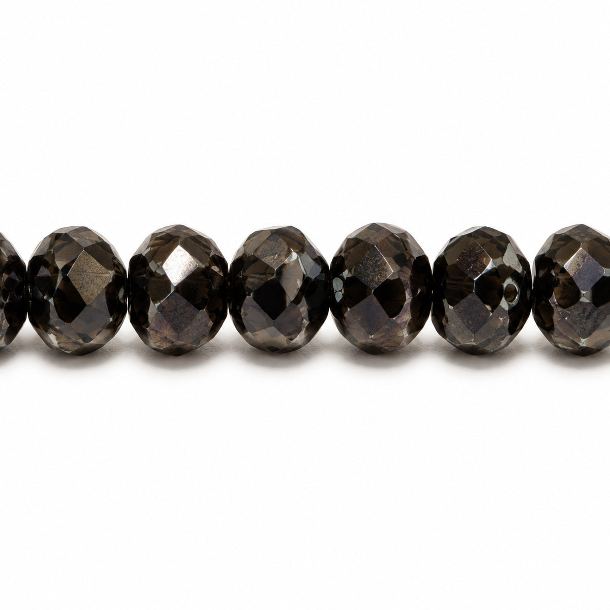 Rondelle Faceted Fire Polish Beads, Black Stain Strong (23980-86805), Glass, Czech Republic