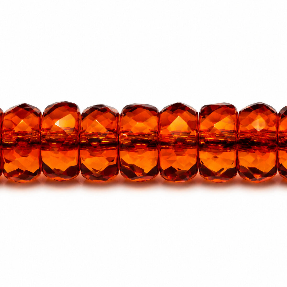 Faceted Special Cut Beads Rondelle, Transparent Orange (10080), Glass, Czech Republic