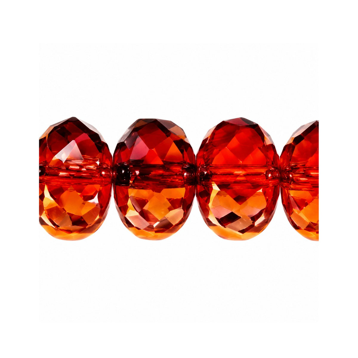 Rondelle Faceted Fire Polish Beads, T0260 Stain With Luster Red (t0260-65491), Glass, Czech Republic