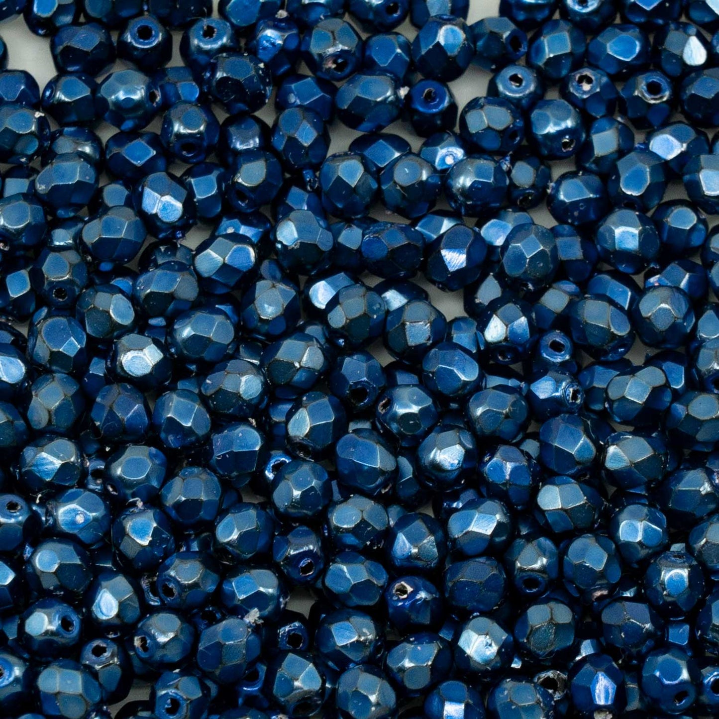 OUTLET Faceted Round Fire Polished Beads, 8 x 8 mm, Black Metallic Dark Blue (23980-72135), Glass, Czech Republic