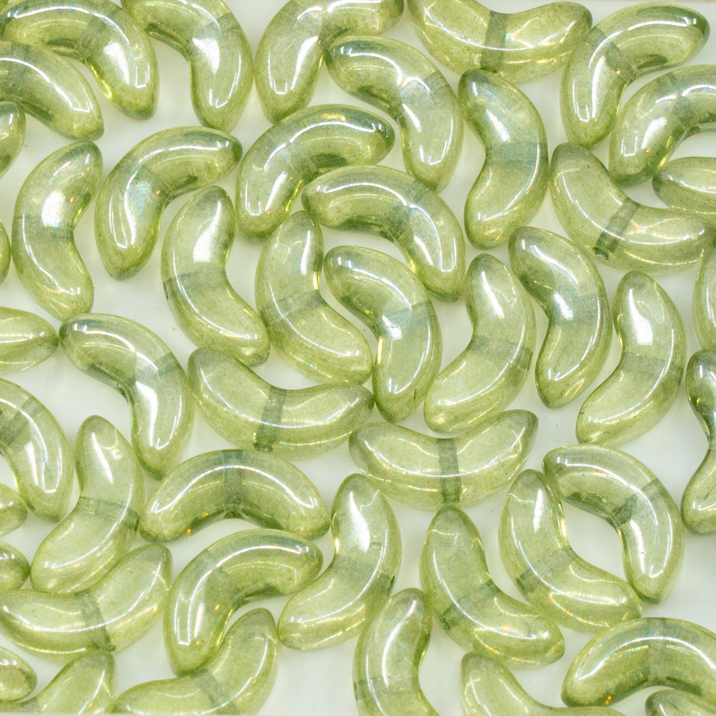 アウトレット 250g エンジェルウィングビーズ、15 x 15 mm、クリスタルラスターグリーンフルコーティング(00030-14457)、ガラス、チェコ共和国