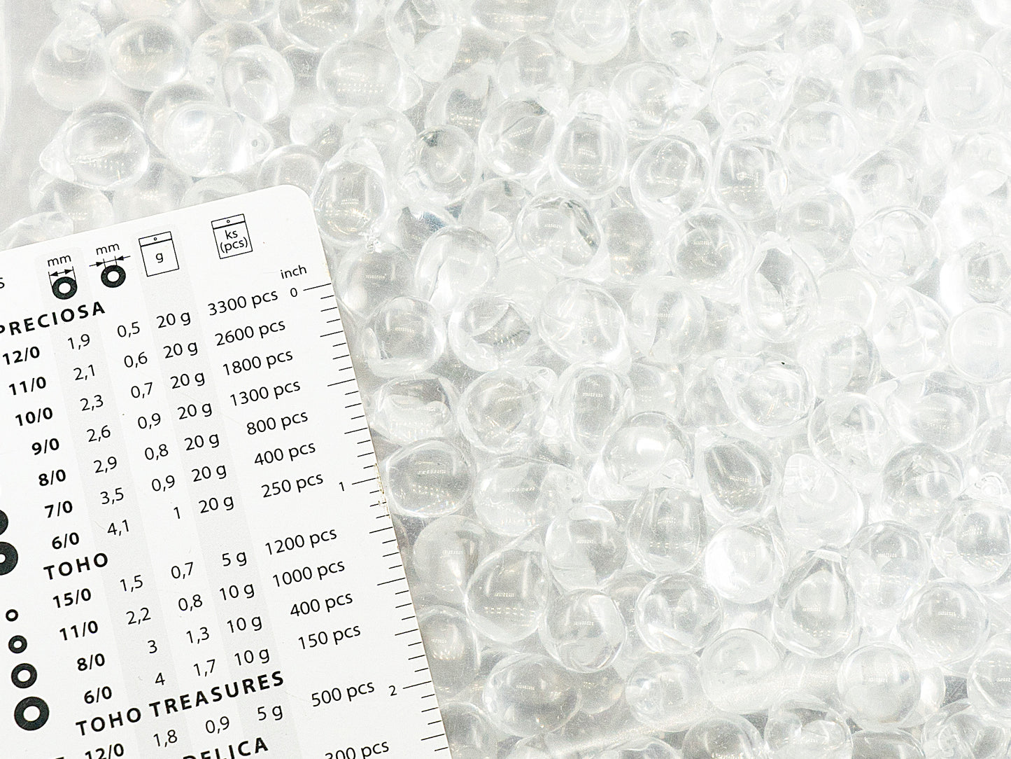 アウトレット 250g プレスティアドロップビーズドロップ、10 x 4 mm、クリスタル(00030-)、ガラス、チェコ共和国