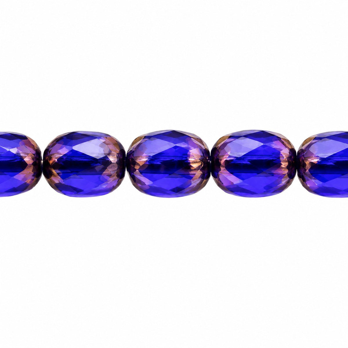 Faceted Fire Polished Beads Special Cut, Transparent Blue Bronze (30080-14415), Glass, Czech Republic