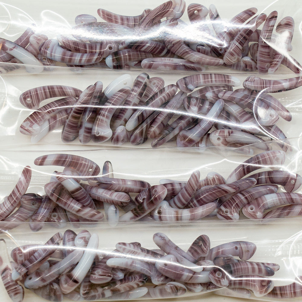 OUTLET 10 克压制珠,18 x 18 毫米,紫色条纹(25000),玻璃,捷克共和国