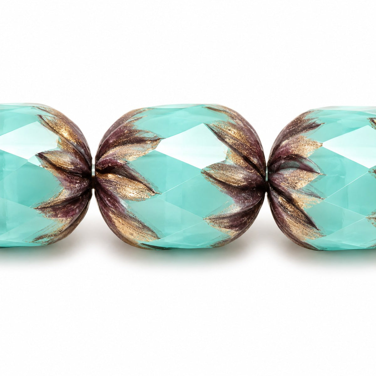 Faceted Fire Polished Beads Special Cut, Turquise Purple (63120-15726), Glass, Czech Republic