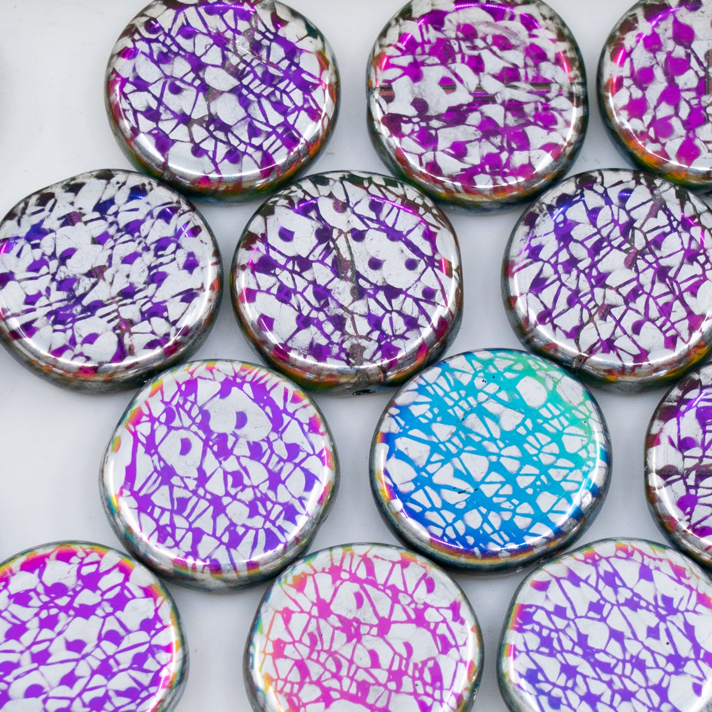 OUTLET 250g/50g Coin Beads, 17 x 17 mm, Batika Mixed Colors 203 (BATIKA-MIX-203), Glass, Czech Republic
