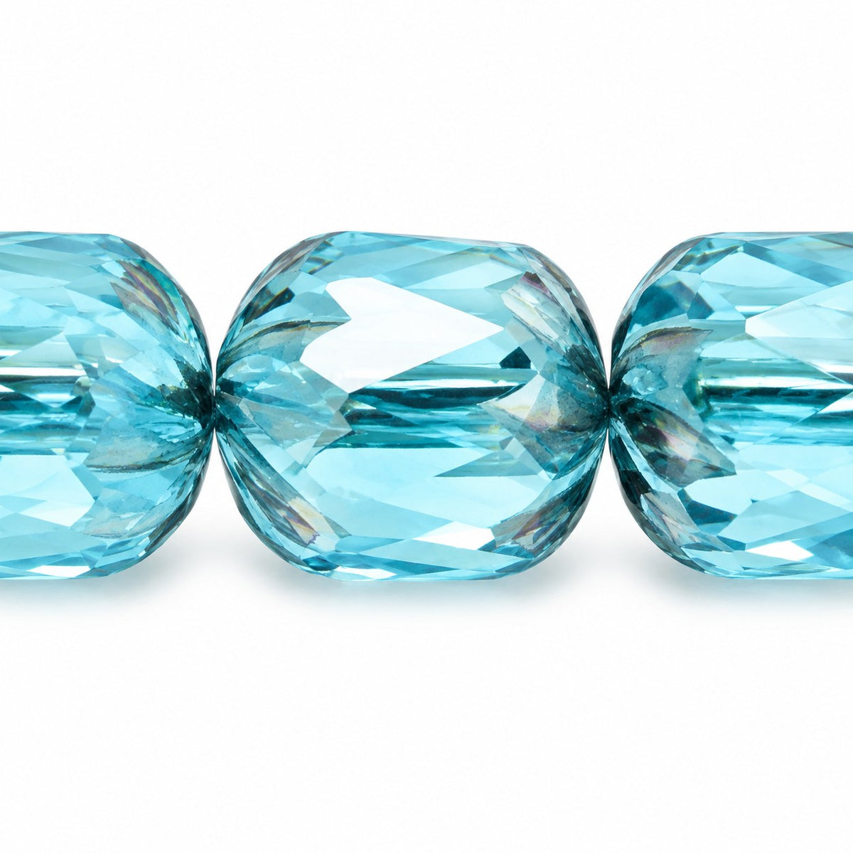 Faceted Fire Polished Beads Special Cut, Transparent Aqua Platin (60020-13702), Glass, Czech Republic