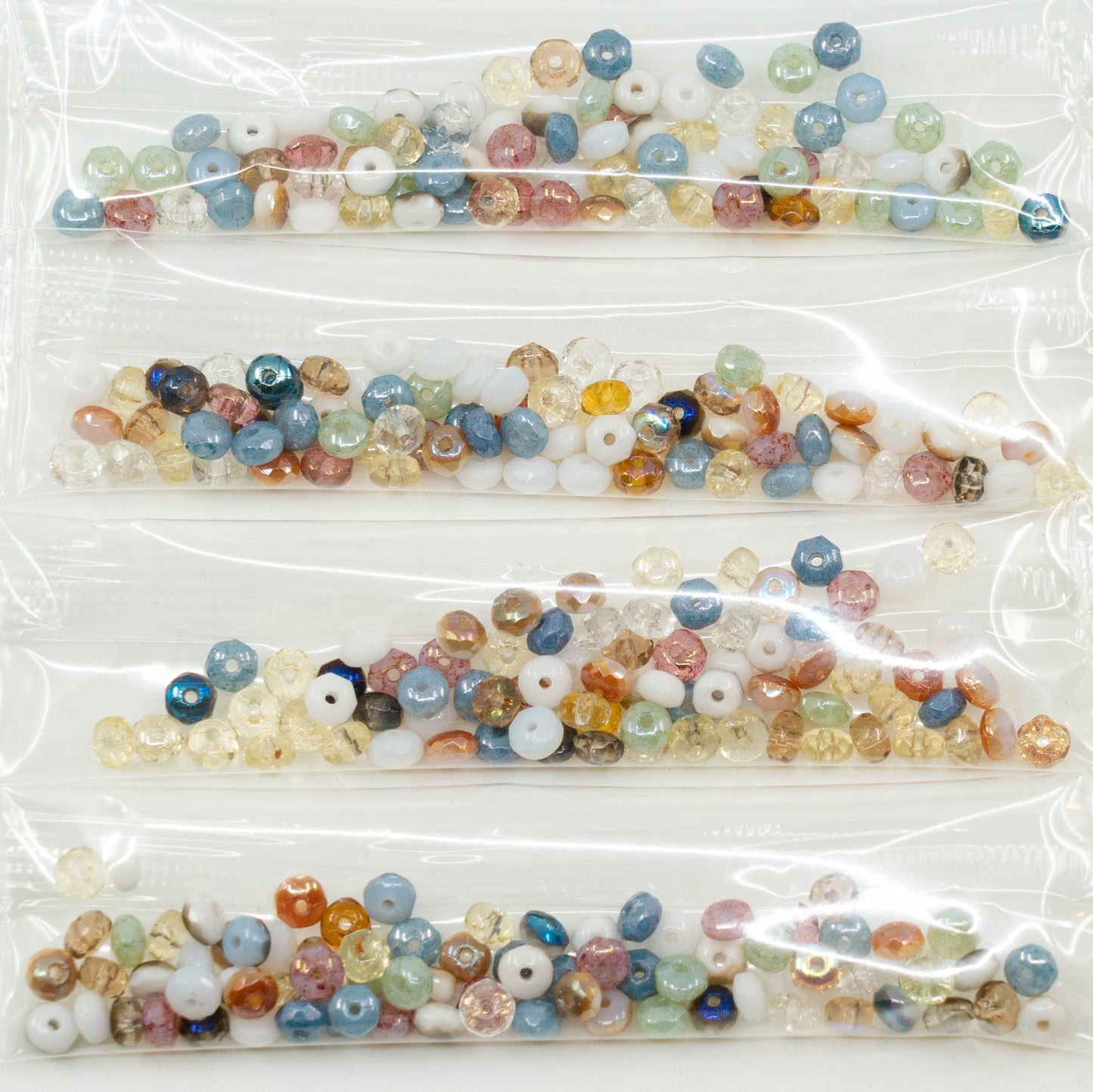 アウトレット 5グラム ファセットロンデル ファイアポリッシュビーズ、2 x 3 mm、ミックスカラー(ミックス)、ガラス、チェコ共和国