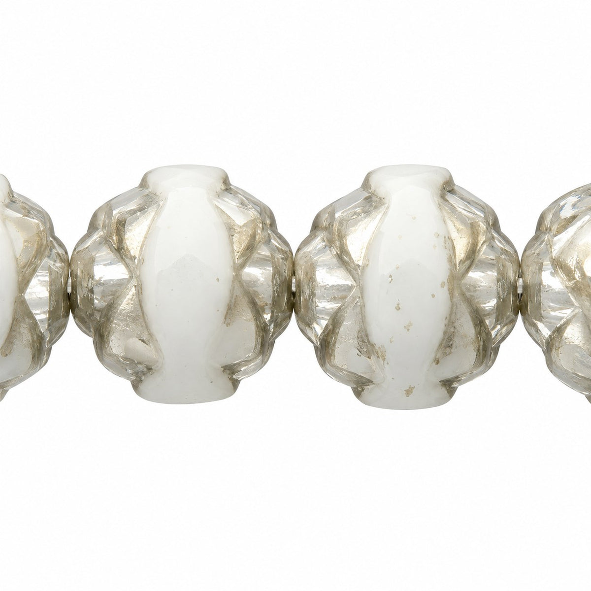 Faceted Fire Polished Beads Special Cut, White Platin (02010-13702), Glass, Czech Republic