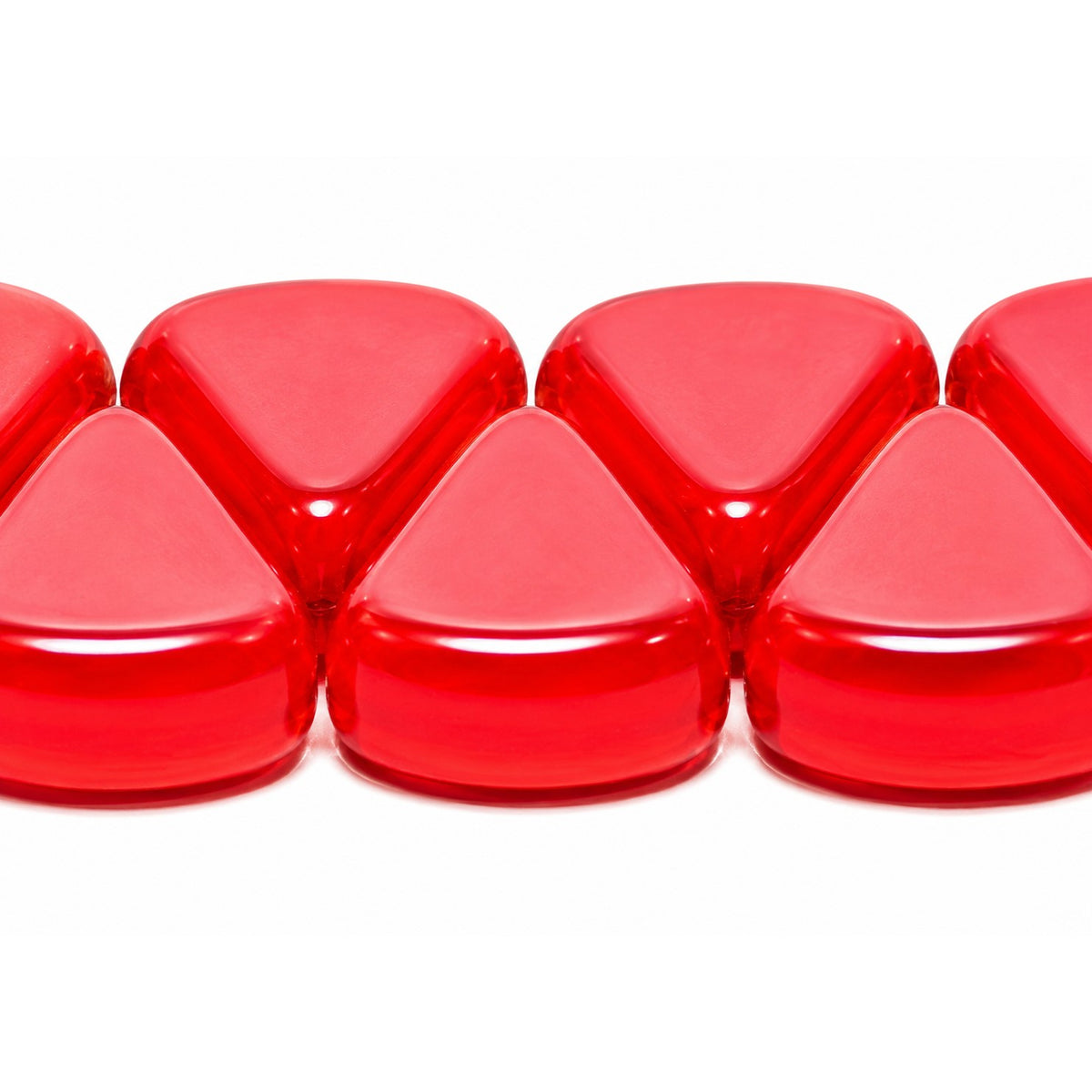 Top Hole Triange Beads, Opaque Red (93200), Glass, Czech Republic