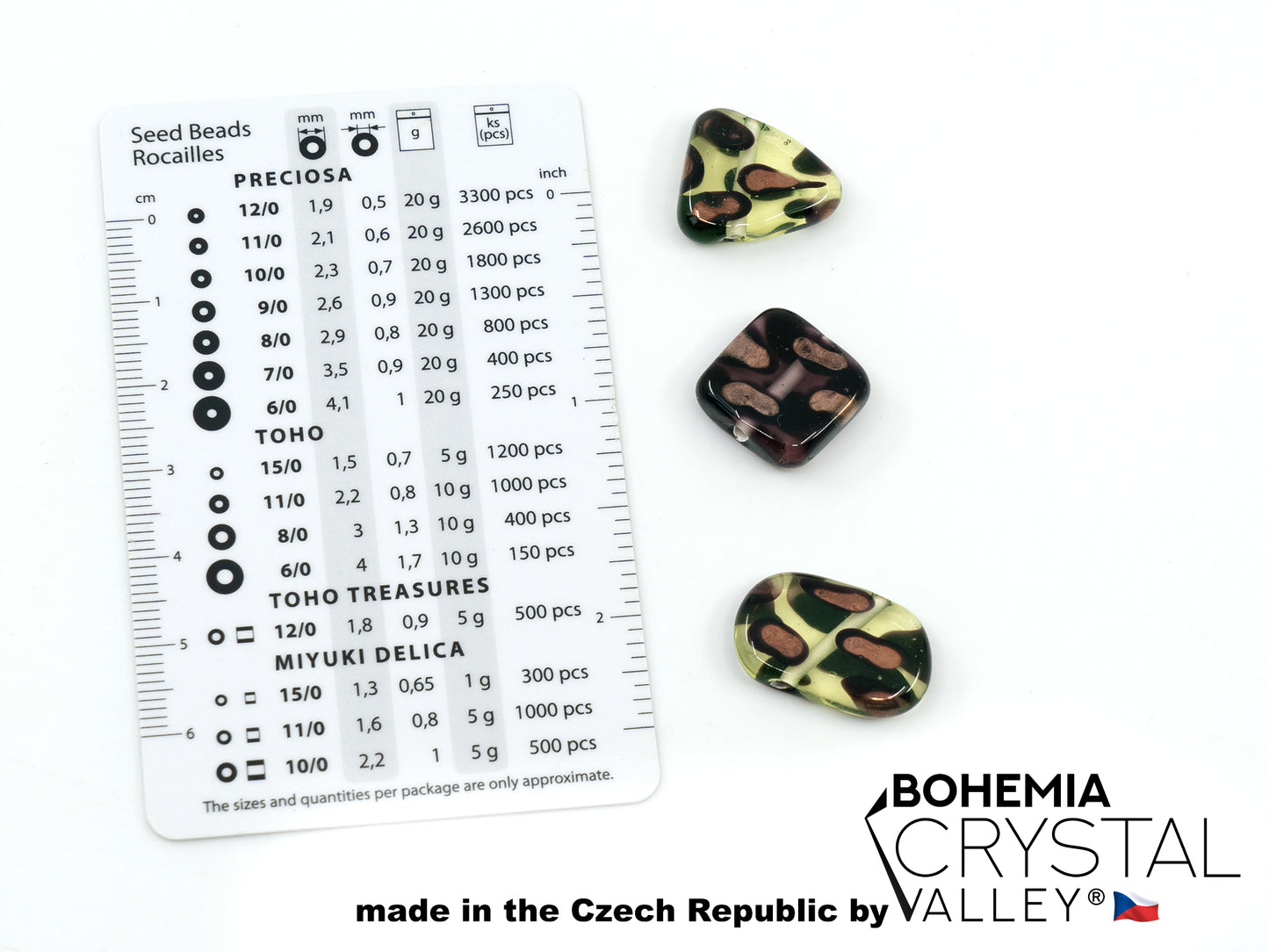 30 pcs Lampwork Beads 714 / Flat Triangle (271-50-700), Handmade, Preciosa Glass, Czech Republic