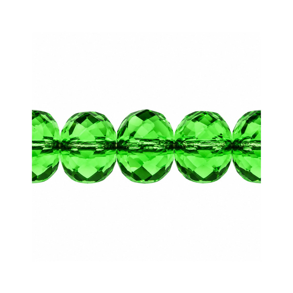 Special Cut Faceted Fire Polished Beads, Transparent Green (50520), Glass, Czech Republic