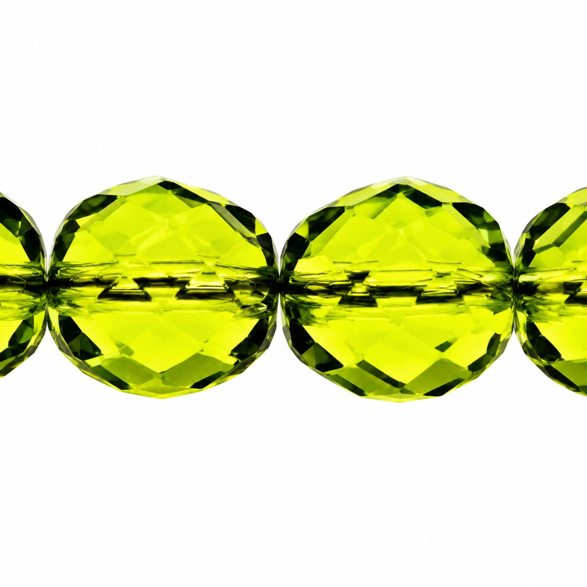 Faceted Round Fire Polished Beads, Transparent Green (50210), Glass, Czech Republic