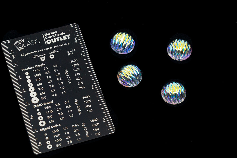 OUTLET 10 克圆形复古凸圆形宝石,20 x 20 毫米,水晶 Ab 线条(00030-28701-线条),玻璃,捷克共和国