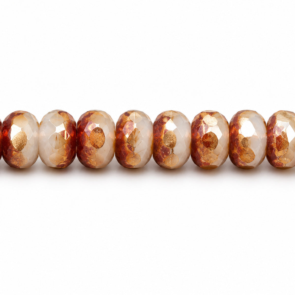 Special Cut Faceted Fire Polished Beads, Opal White 29131 (01000-29131), Glass, Czech Republic