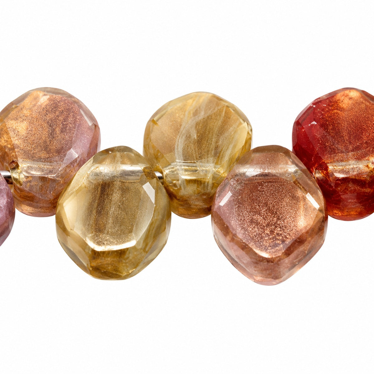 Small Leaf Pressed Beads, X1067 (x1067), Glass, Czech Republic