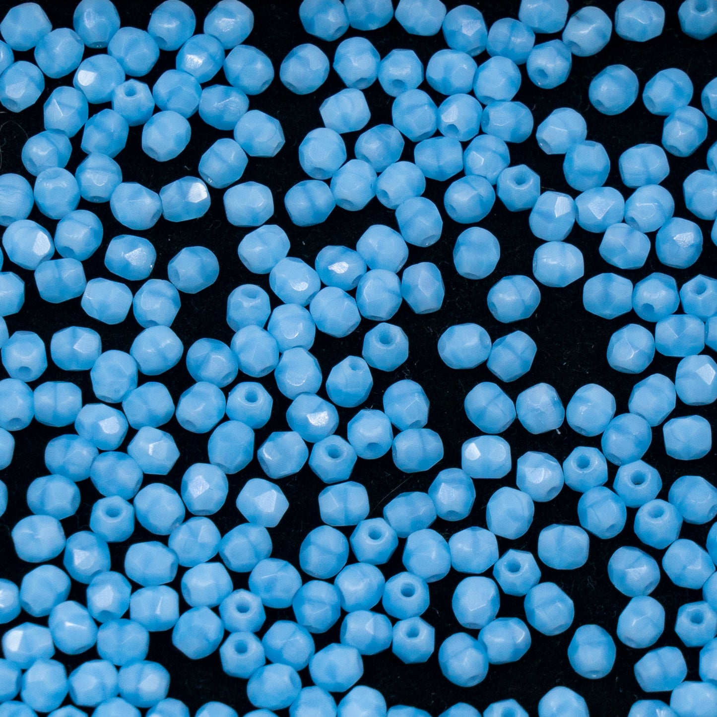 OUTLET 250g/50g Faceted Round Fire Polished Beads, 3 x 3 mm, Silk Blue (34010), Glass, Czech Republic