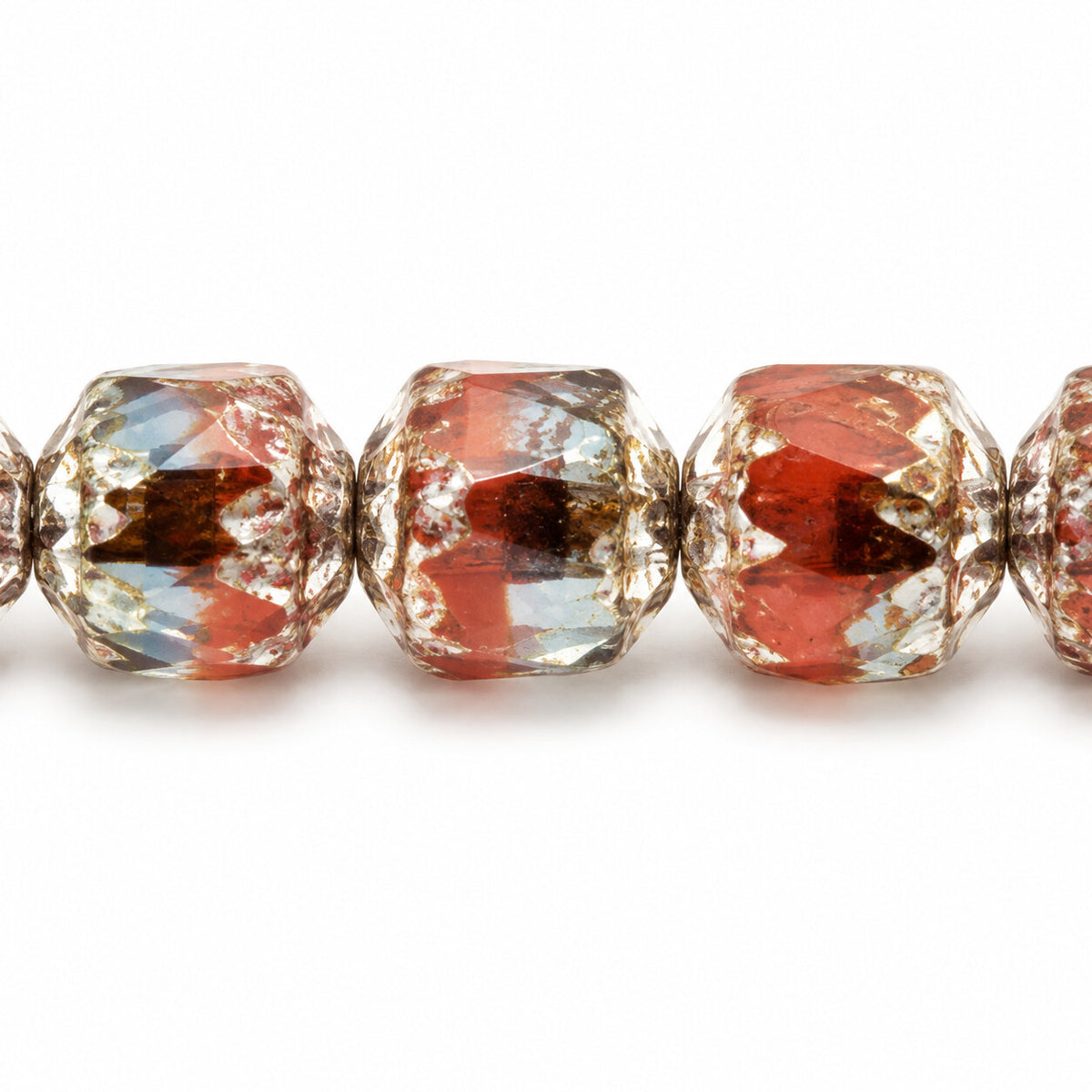 Cathedral Faceted Fire Polished Beads, S1014 Antique Silver Patina (s1014-81002), Glass, Czech Republic