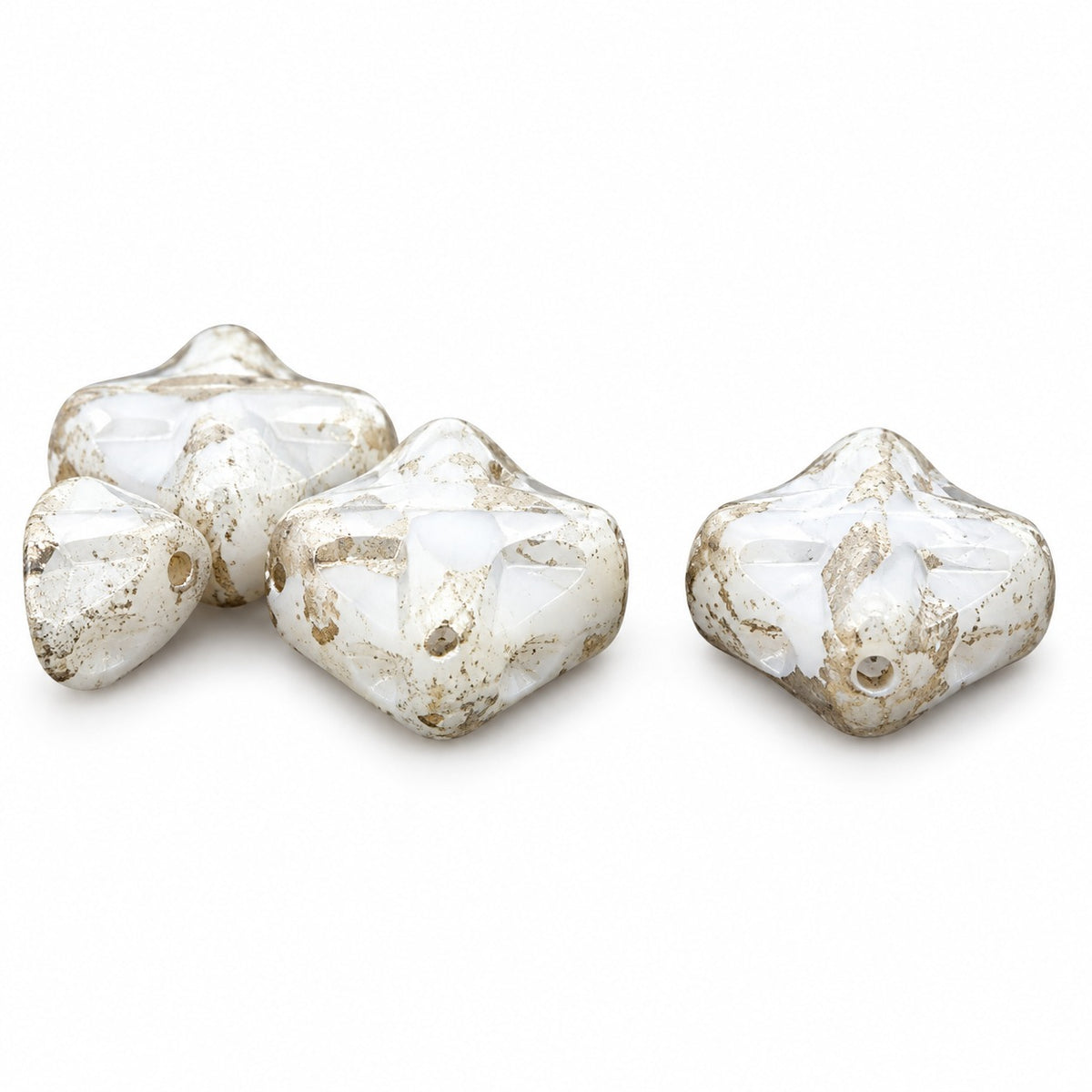 Cross Diagonal Square Beads, Chalk White 47902 (03000-47902), Glass, Czech Republic