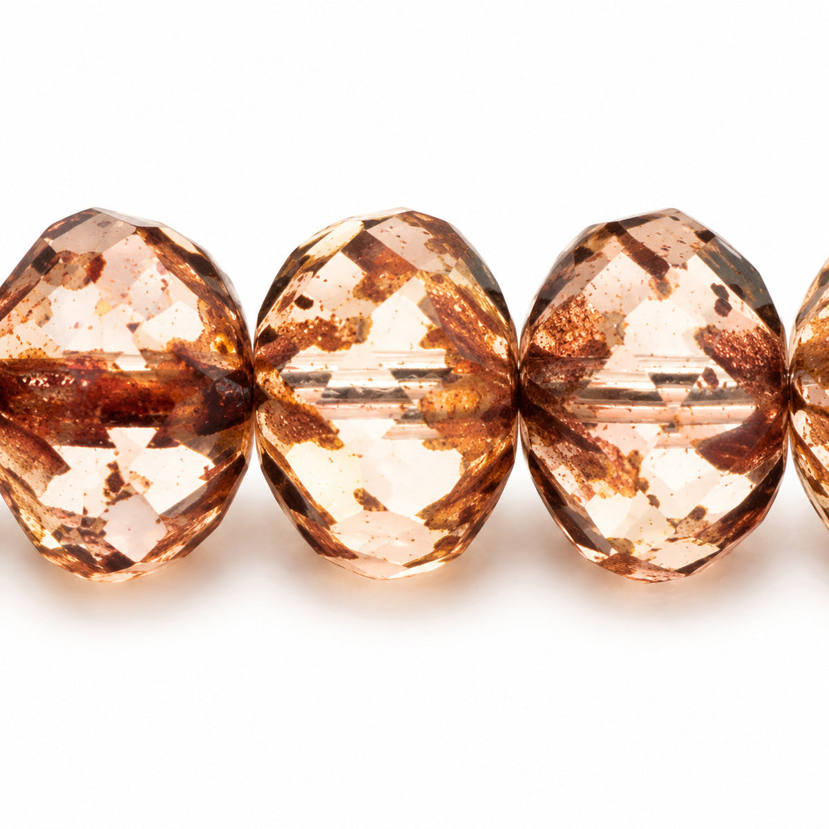Special Cut Faceted Fire Polished Beads, Transparent Pink Stain Strong (70110-86805), Glass, Czech Republic