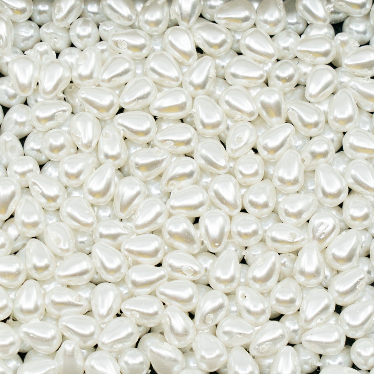 アウトレット 250g ドロップビーズ、4 x 6 mm、ホワイトホワイトパール (02010-70402)、ガラス、チェコ共和国