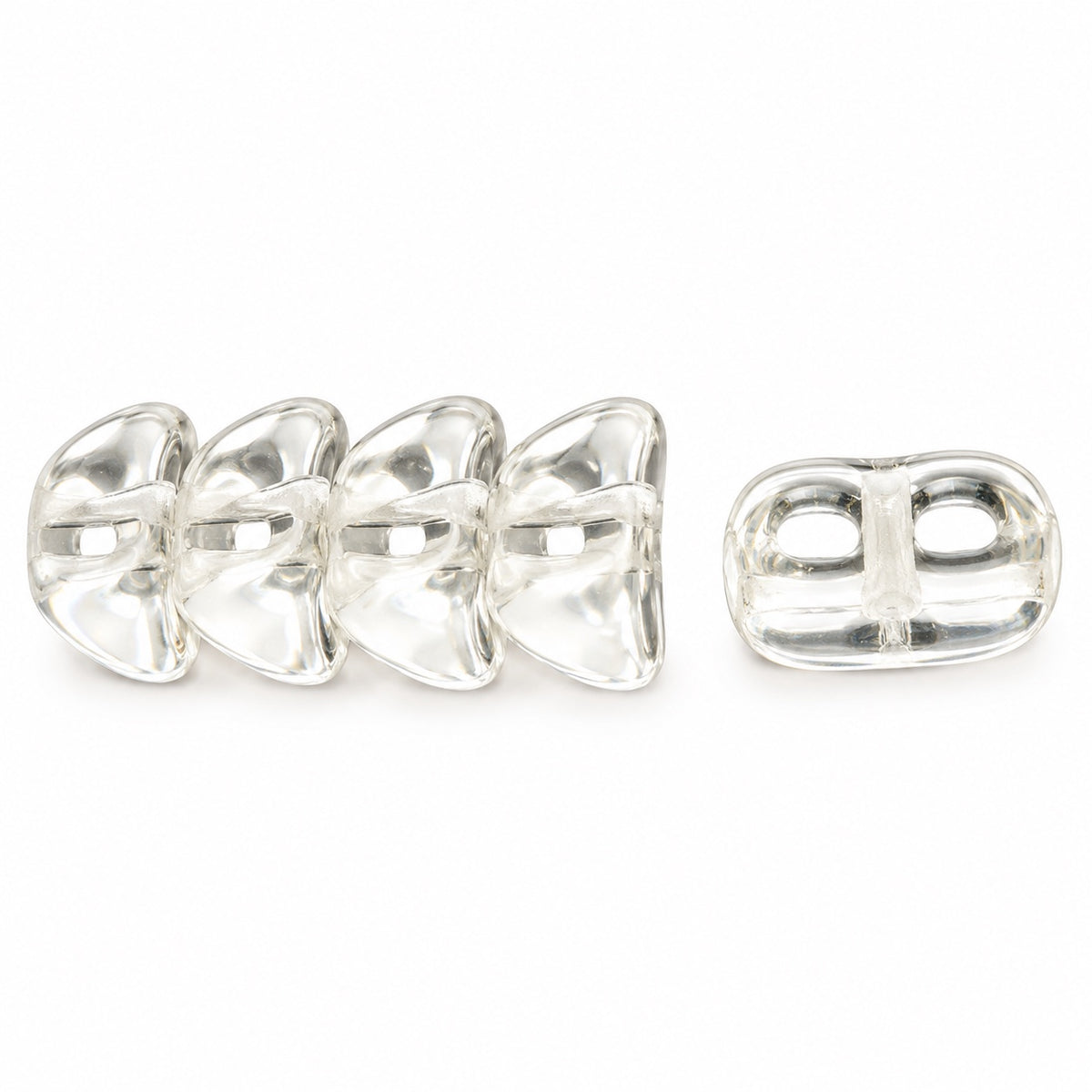 Dome Beads With Middle Hole, Crystal (00030), Glass, Czech Republic