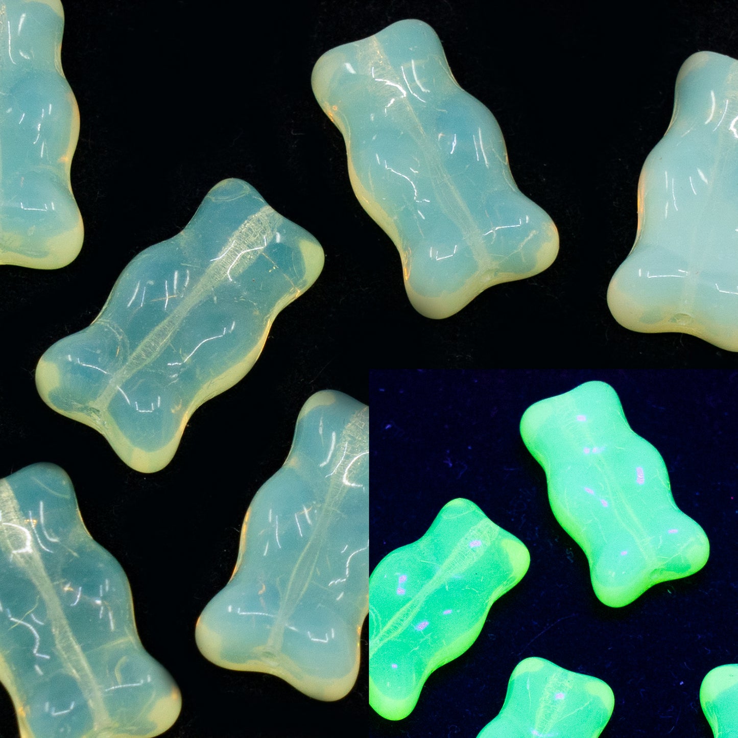 OUTLET 250g/50g Gummy Bear Beads With Hole, 20 x 11 mm, Opal Yellow (81000), Glass, Czech Republic