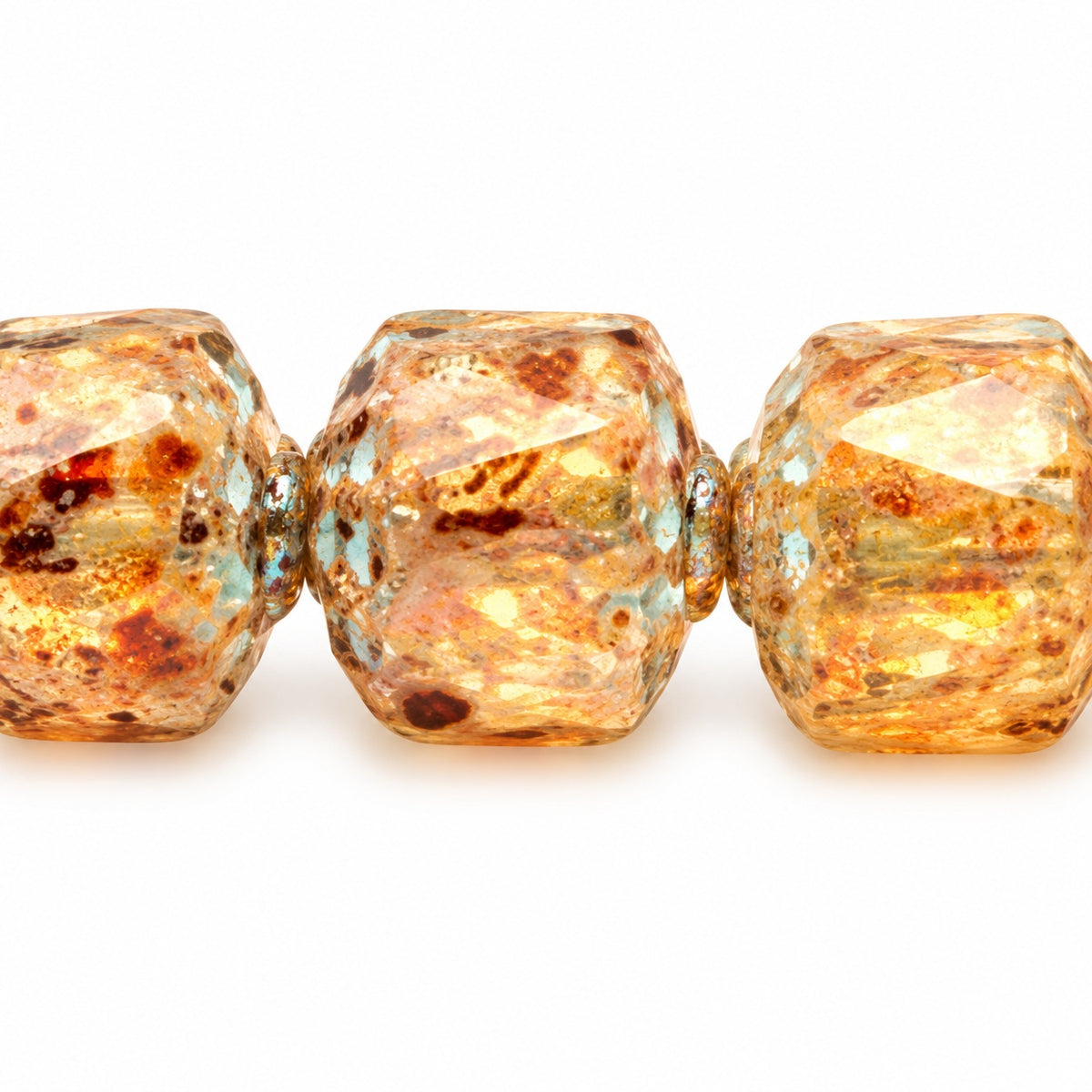 Cathedral Faceted Fire Polished Beads Special Cut, Crystal Stain Strong Light Blue Lined (00030-86805-54308), Glass, Czech Republic