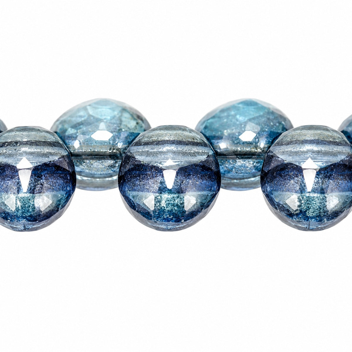 Tulip Petal Beads, Crystal Luster Blue Full Coated (00030-14464), Glass, Czech Republic