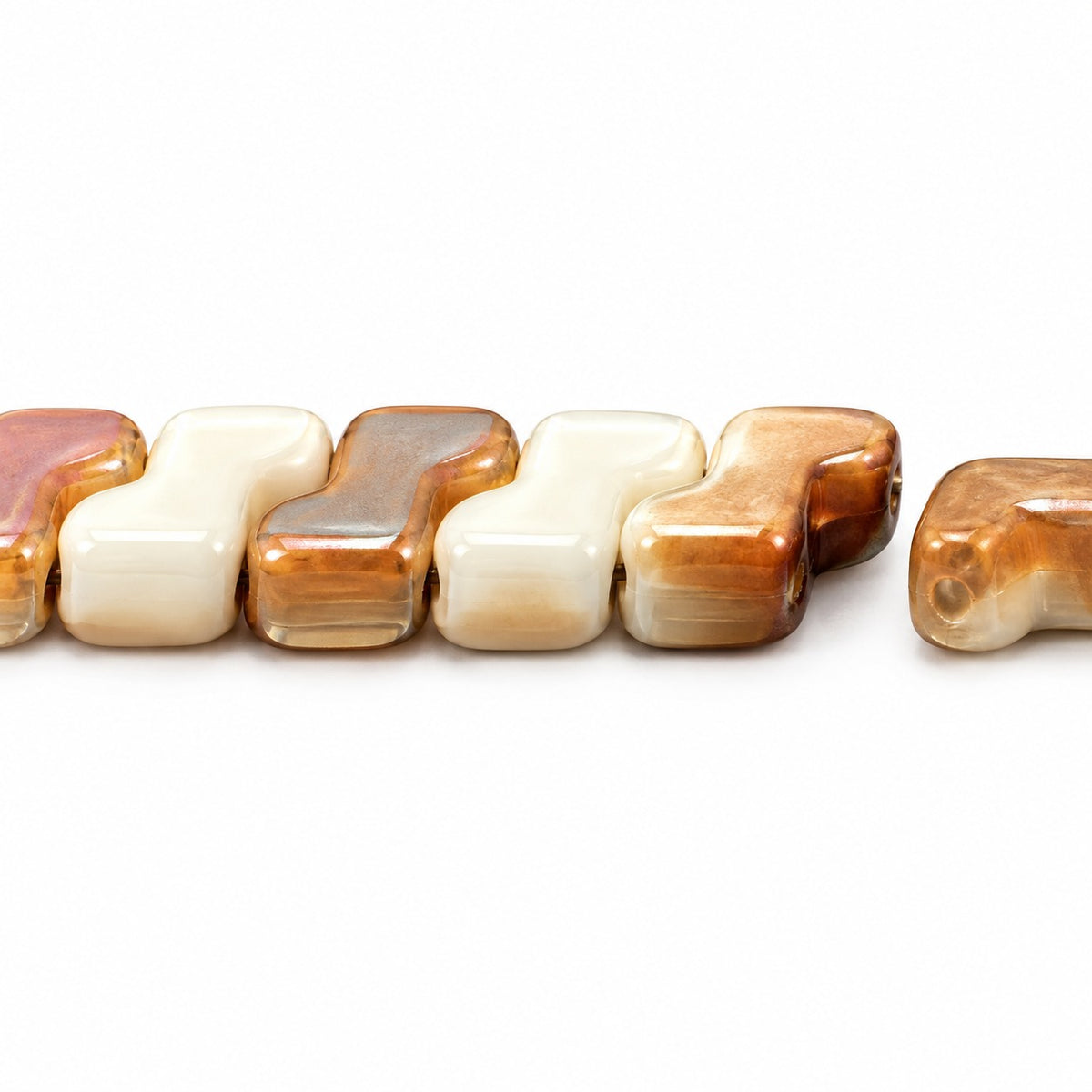 2-Hole Pressed Beads, Chalk White 22501 (03000-22501), Glass, Czech Republic