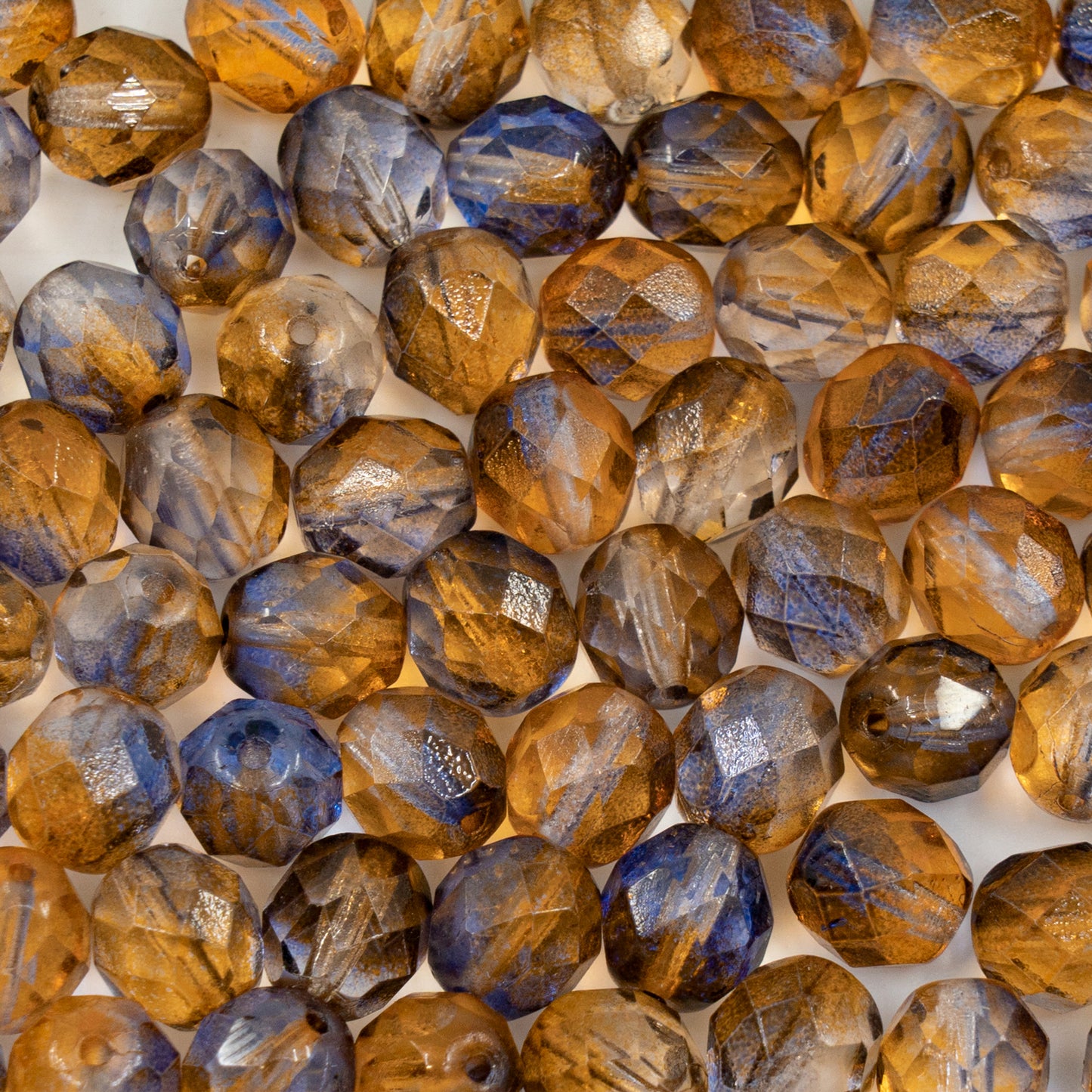 OUTLET 10 克刻面圆形火抛光珠,8 x 8 毫米,水晶橙紫色(00030-橙紫色),玻璃,捷克共和国