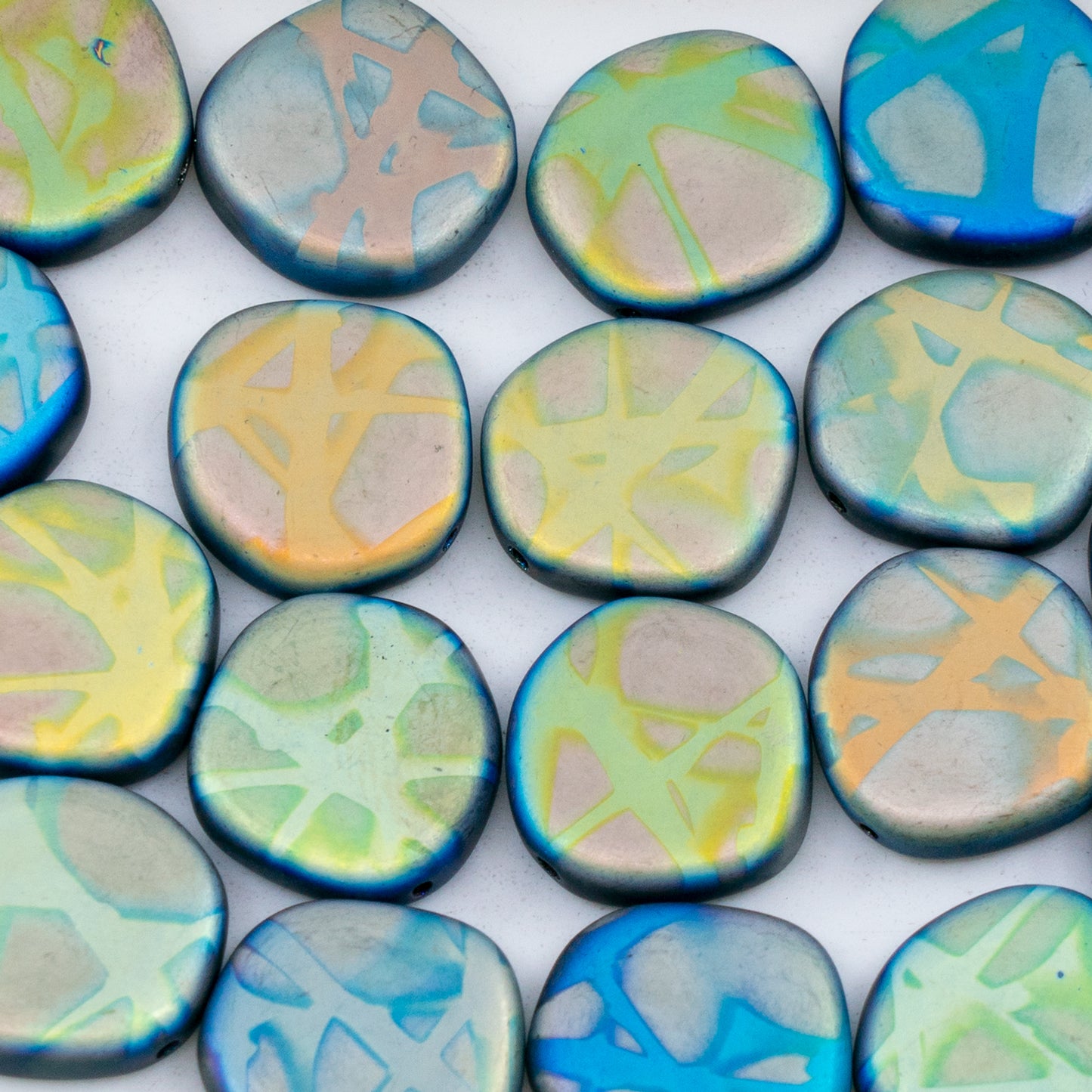 OUTLET 250g/50g Coin Beads, 15 x 15 mm, Batika Mixed Colors 214 (BATIKA-MIX-214), Glass, Czech Republic