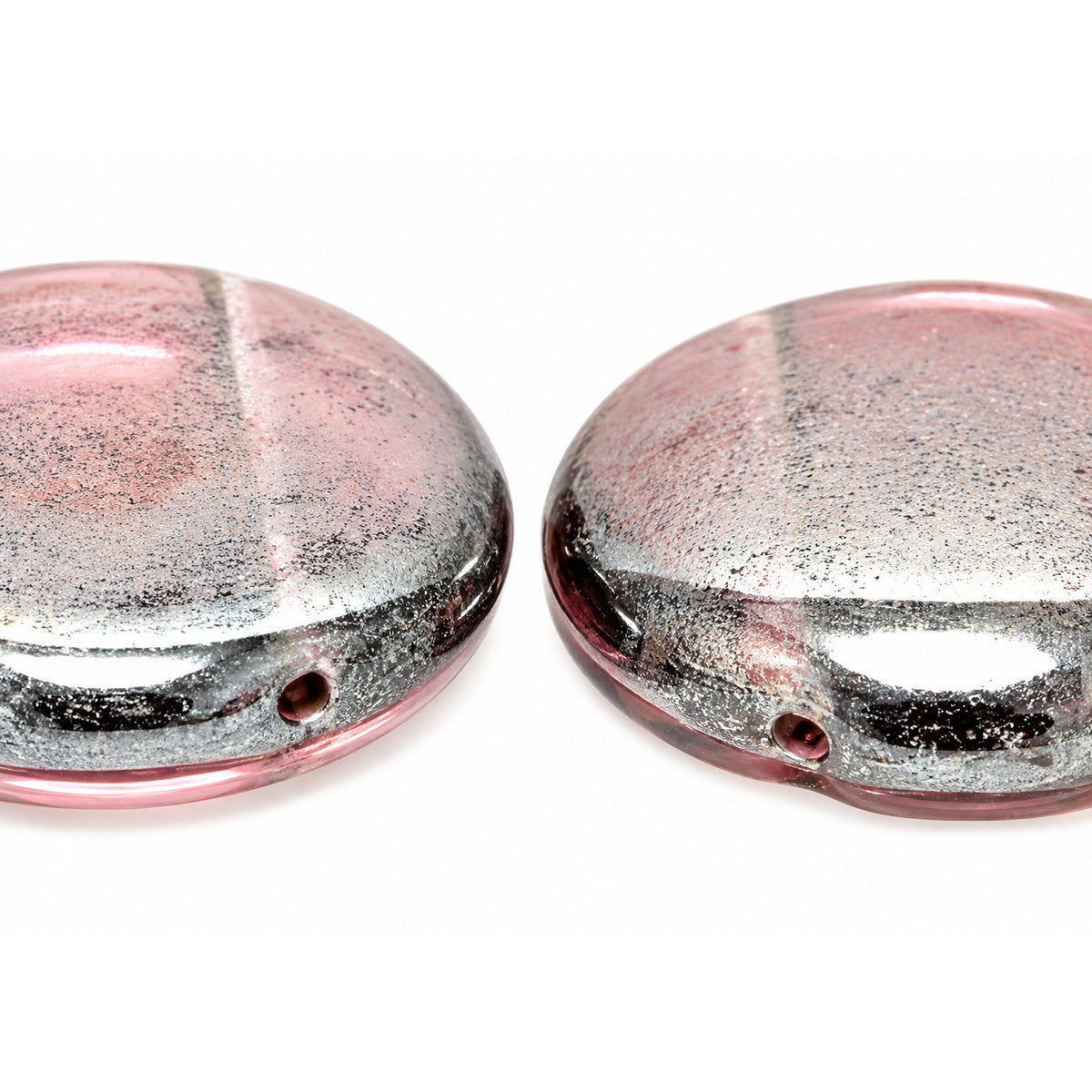 2-Hole Coin Beads, Amethyst Hematite (20060-14400), Glass, Czech Republic