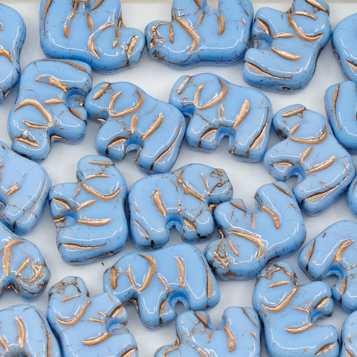 アウトレット 250g/50g スモールエレファントビーズ、15 x 11 mm、不透明ライトブルー銅線入り (33010-54200)、ガラス、日本製