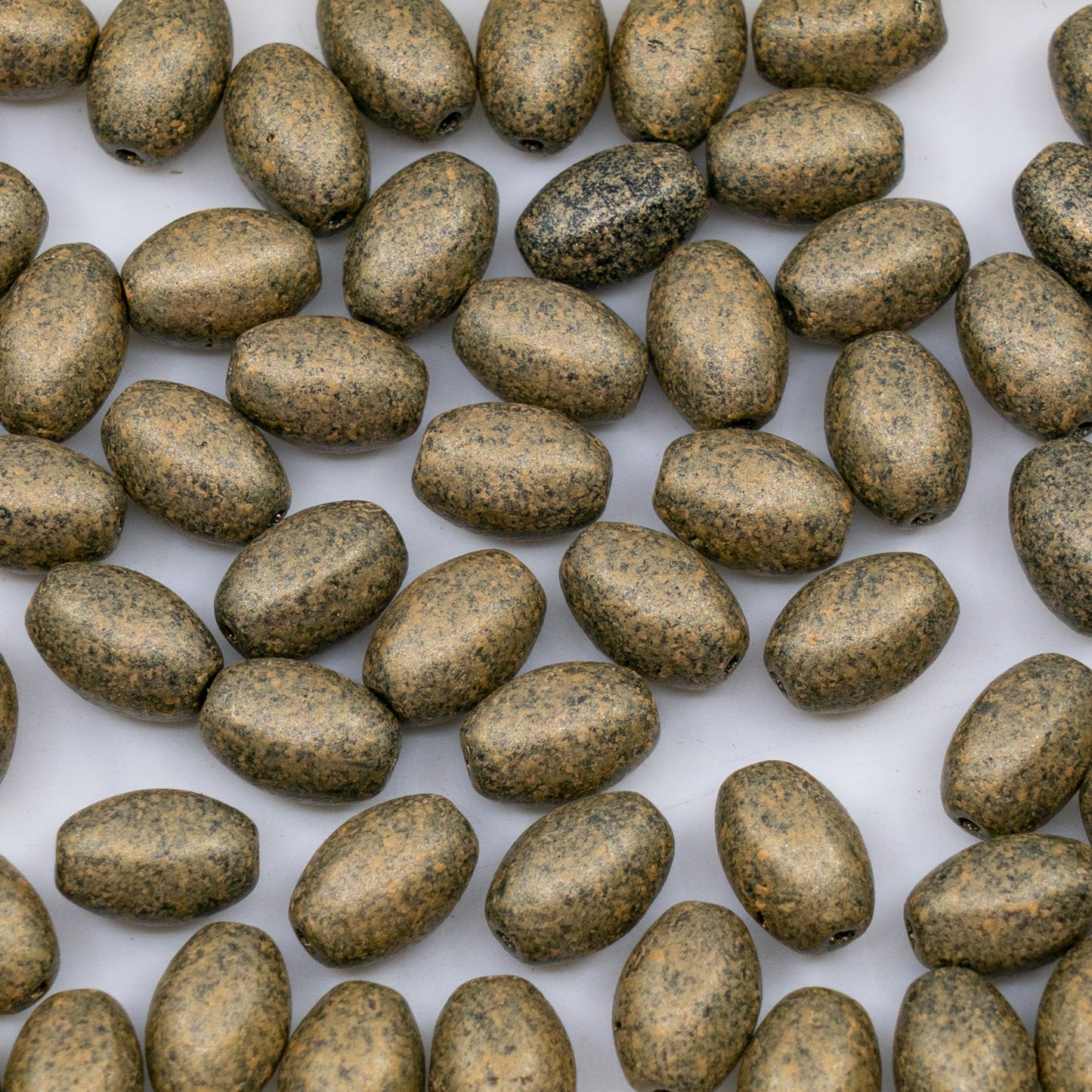 OUTLET 250g/50g Olive Oval Pressed Glass Beads, 9 x 6 mm, Black 79209 (23980-79209), Glass, Czech Republic