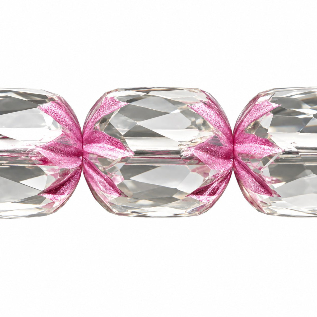 Fire Polished Faceted Cathedral Beads, Crystal Pink Lined (00030-54321), Glass, Czech Republic