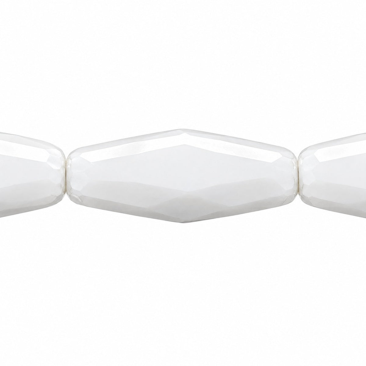 Fire Polished Faceted Oval Beads, Chalk White (03000), Glass, Czech Republic