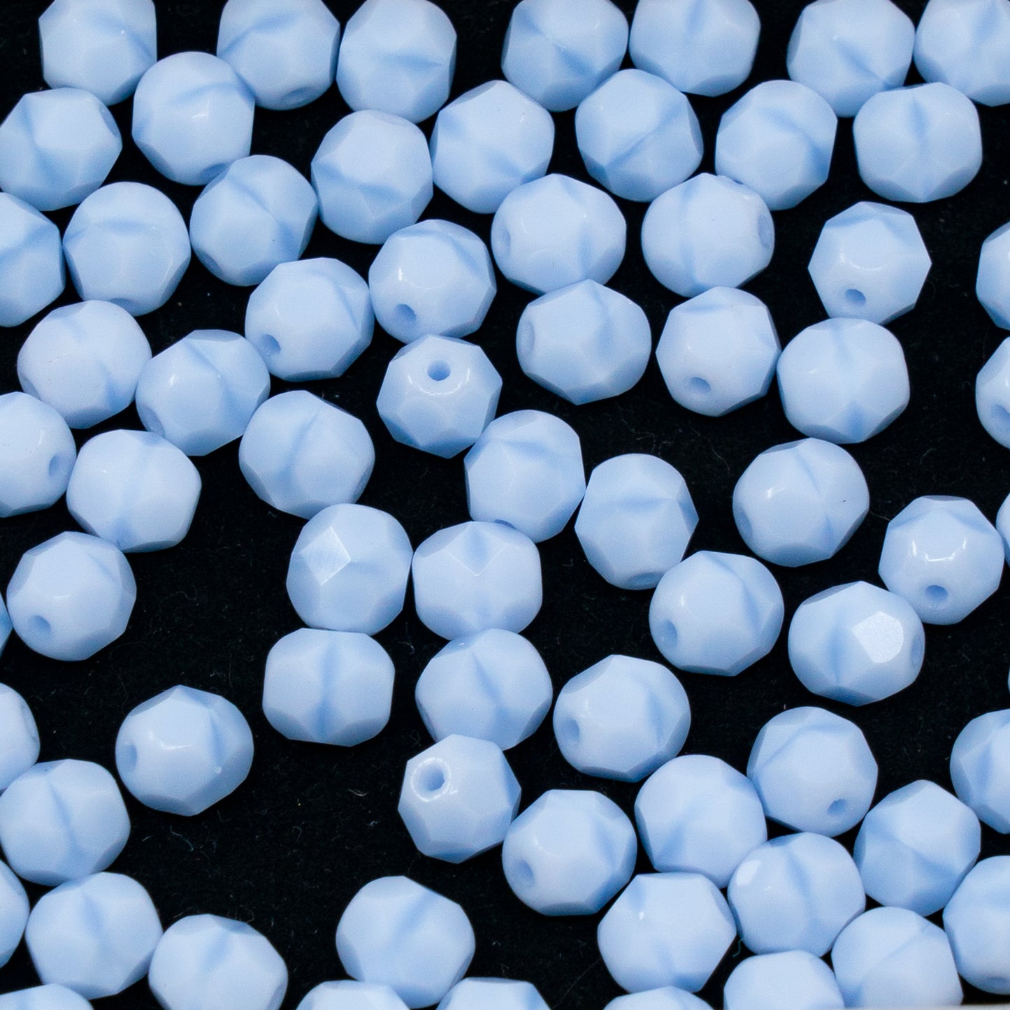 OUTLET 250g/50g Faceted Round Fire Polished Beads, 6 x 6 mm, Opaque Light Blue (33010), Glass, Czech Republic