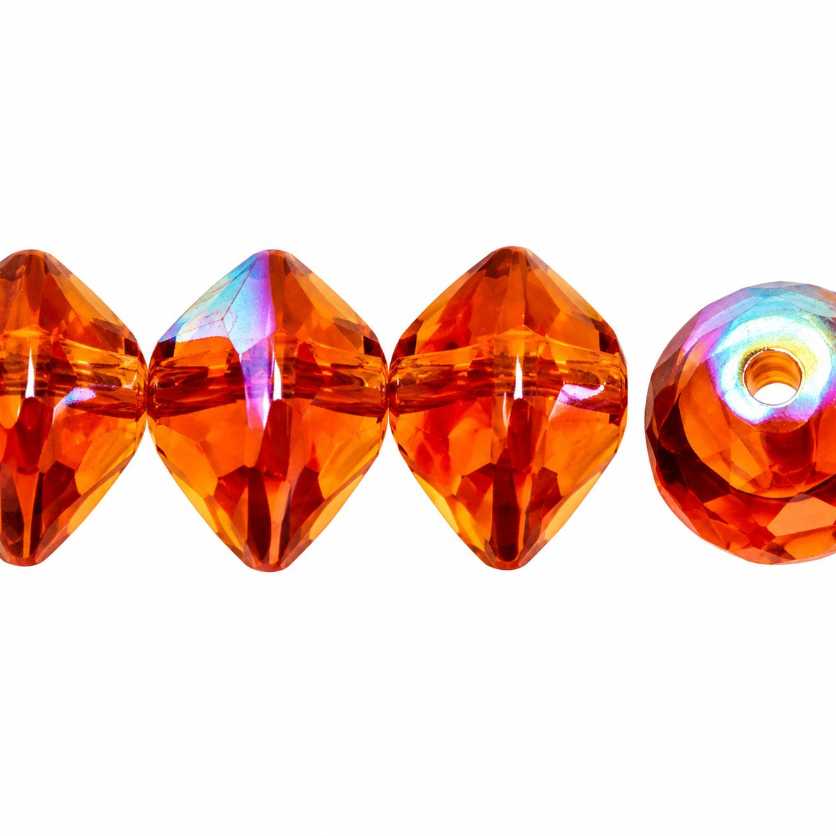 Oval Beads, Transparent Orange Ab (10080-28701), Glass, Czech Republic