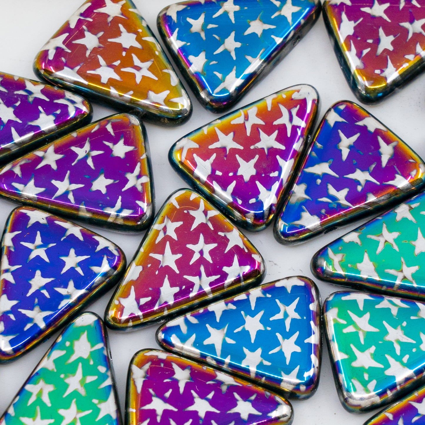 OUTLET 250g/50g Triangle Beads, 18 x 5 mm, Batika Mixed Colors 219 (BATIKA-MIX-219), Glass, Czech Republic