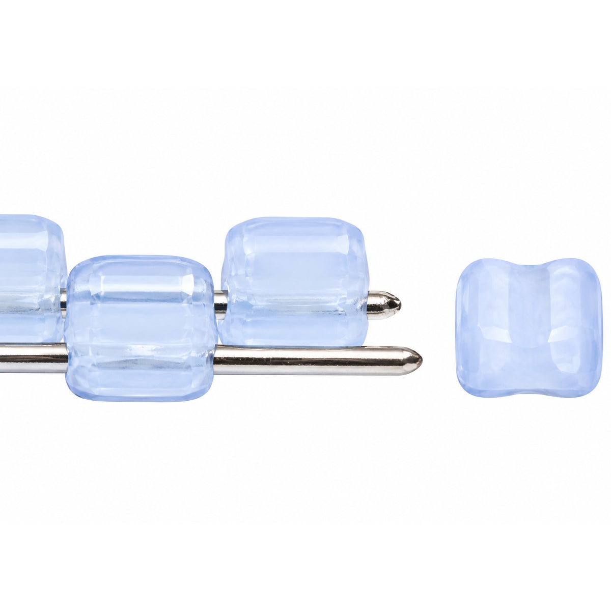 Silky 2-Hole Square Beads, Transparent Light Amethyst Matte (20210-84110), Glass, Czech Republic